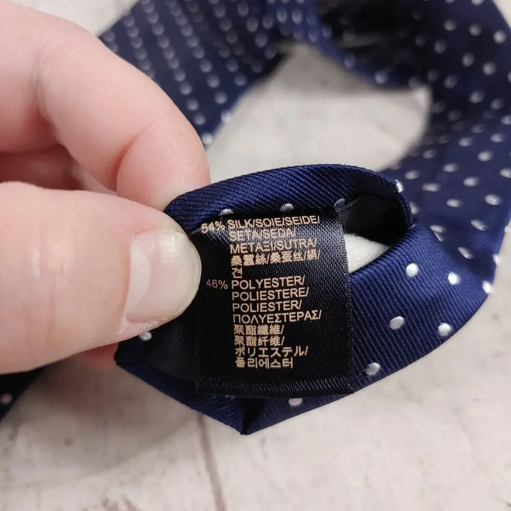 Brooks Brothers Makers & Merchants Silk POLKA DOT BLUE White Made In USA - USED